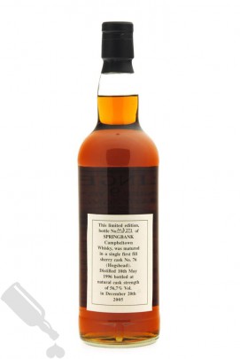 Springbank 9 years 1996 - 2005 #1996-76 for The Members of Scotchunlimited